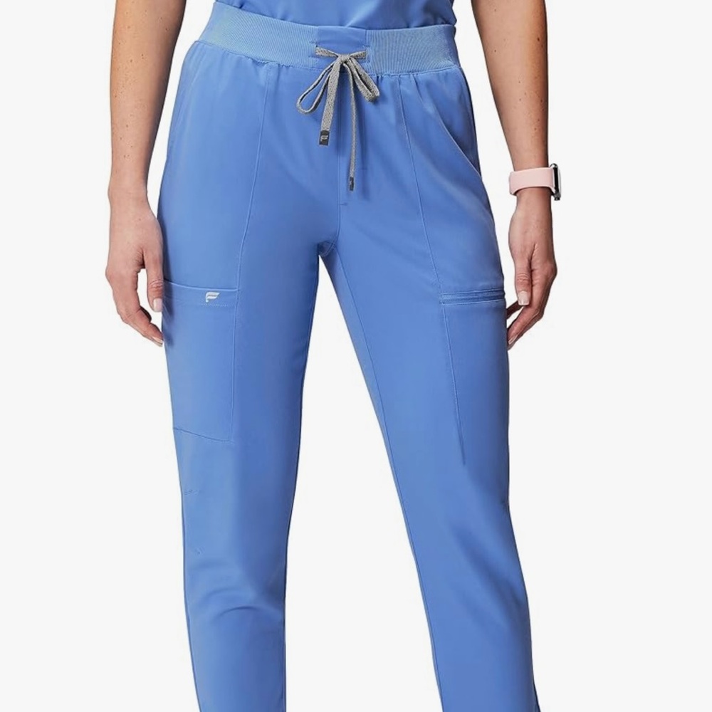 Fabletics Women's Active Scrub Jogger - MotionTech, Pocket-Packed, Small,Lt Blue